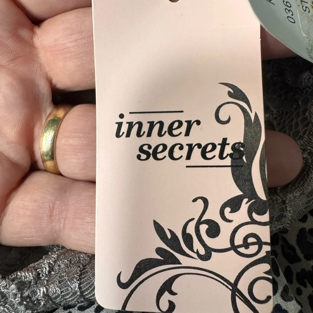 Inner Secrets Babydoll Set Sexy gray animal print size S NWT
